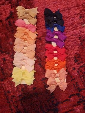 Assorted Kids Grosgrain Bow Hair Clips - Multi Color Set